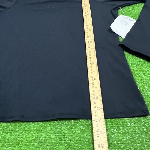 Womens NWT $90  Black Garnet Hill Zip Neck‎ Long Sleeve Swim Shirt/Rash Guard LG - Picture 4 of 6